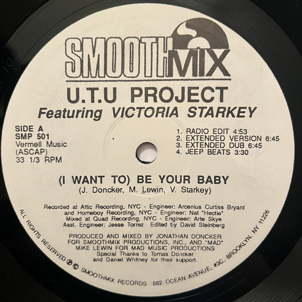 U.T.U Project Featuring Victoria Starkey - (I Want To) Be Your Baby | SmoothMix (SMP 501)