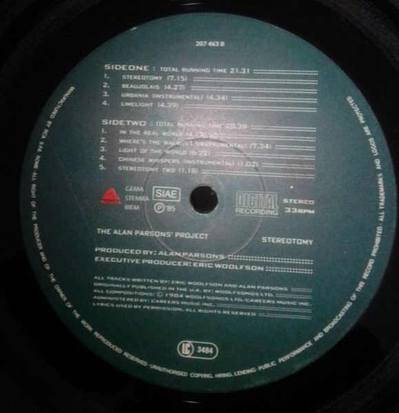 The Alan Parsons Project - Stereotomy | Arista (207 463) - 3