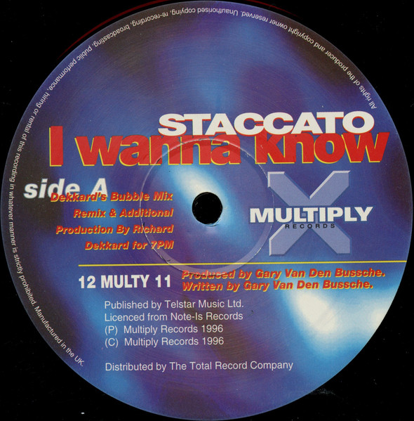 Staccato - I Wanna Know | Multiply Records (12 MULTY 11) - 3