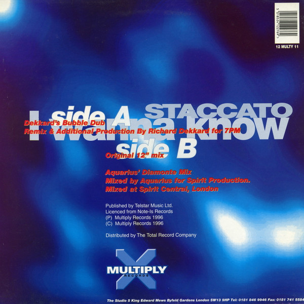 Staccato - I Wanna Know | Multiply Records (12 MULTY 11) - 2