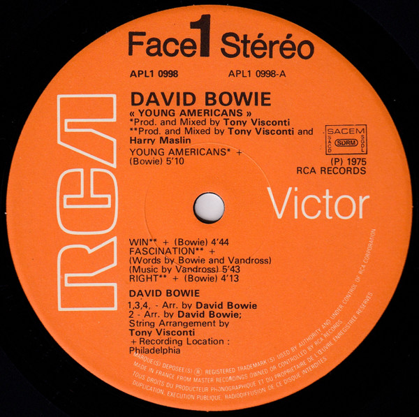 David Bowie - Young Americans | RCA Victor (APL1-0998) - 2