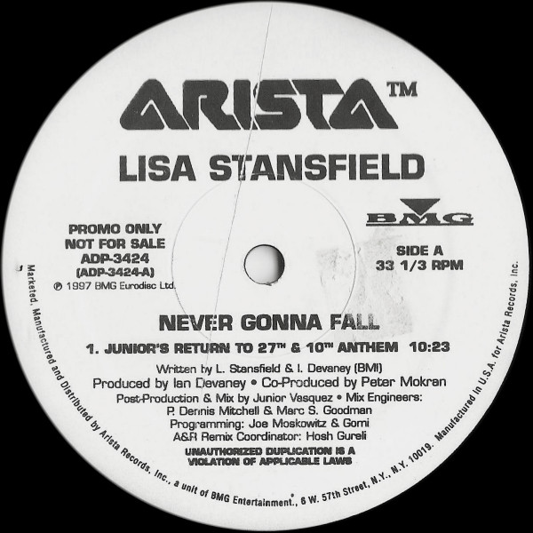 Lisa Stansfield - Never Gonna Fall | Arista (ADP-3424) - main Lisa Stansfield - Never Gonna Fall | Arista (ADP-3424) - main