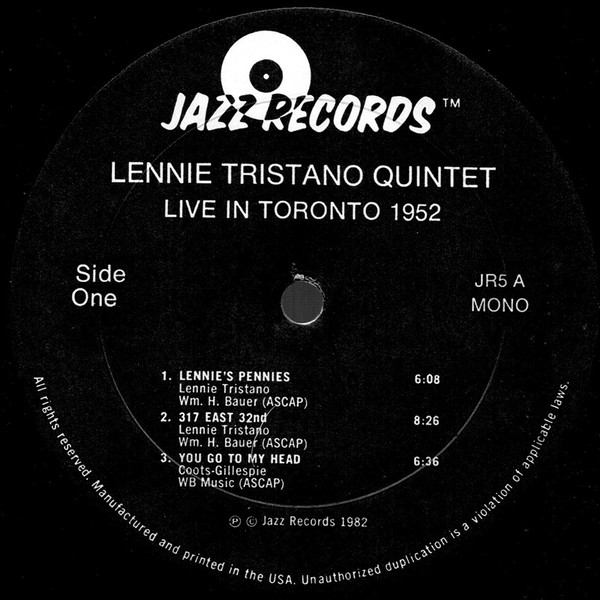 Lennie Tristano Quintet Featuring Warne Marsh And Lee Konitz - Live In Toronto 1952 | Jazz Records (JR-5) - 3 Lennie Tristano Quintet Featuring Warne Marsh And Lee Konitz - Live In Toronto 1952 | Jazz Records (JR-5) - 3