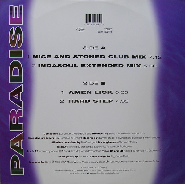 Adventures Of Stevie V. - Paradise | EastWest (YZ 928T) - 2