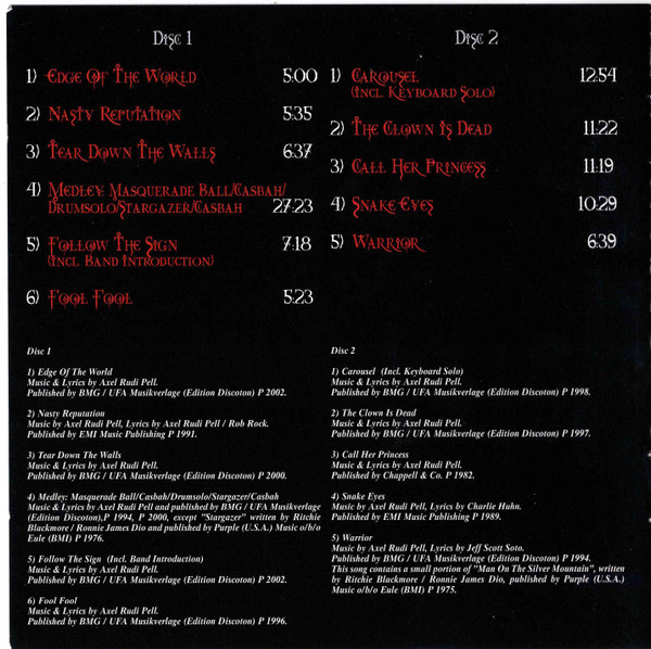 Axel Rudi Pell - Knights Live | Steamhammer (SPV 092-74582 CD) - 2