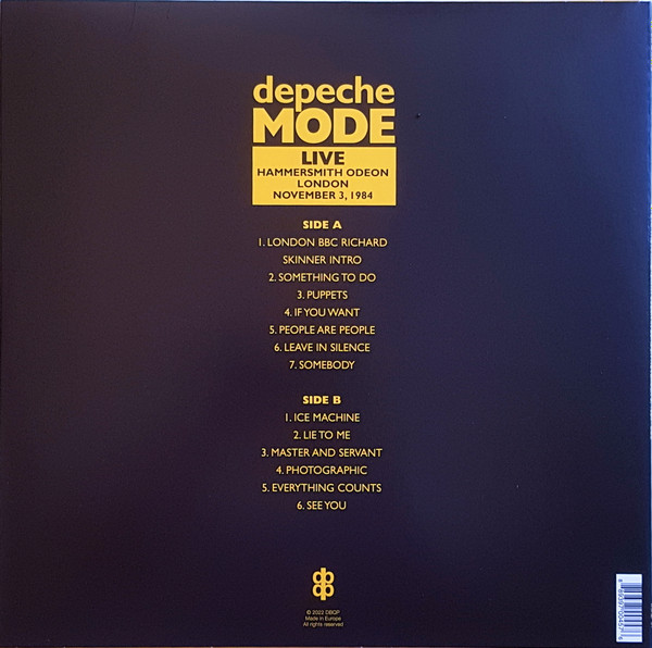 Depeche Mode - Live (Hammersmith Odeon London November 3, 1984) | DBQP (DBQP57) - 2