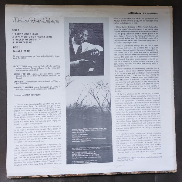 McCoy Tyner - Sahara | Milestone (MSP 9039) - 2