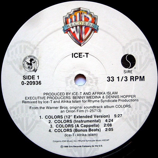 Ice-T - Colors | Warner Bros. Records (0-20936) - 3 Ice-T - Colors | Warner Bros. Records (0-20936) - 3
