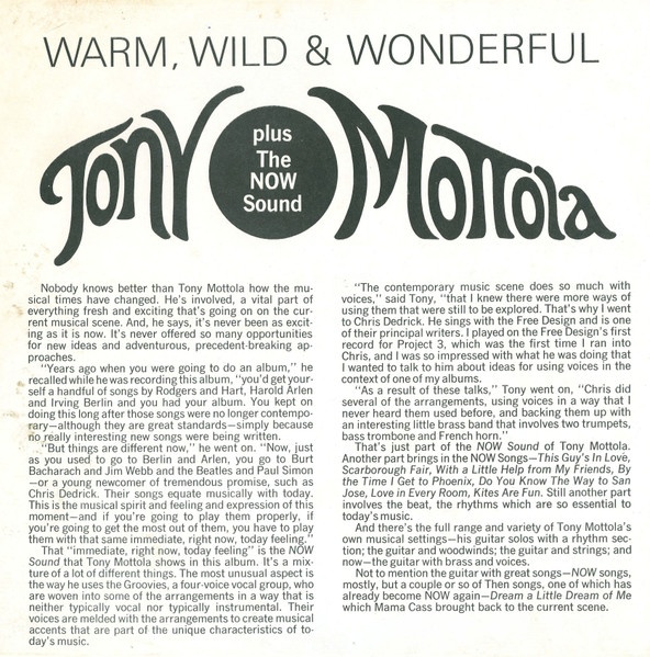 Tony Mottola - Warm, Wild And Wonderful [Vinyl] | Project 3 (PR 5025 SD) - 2