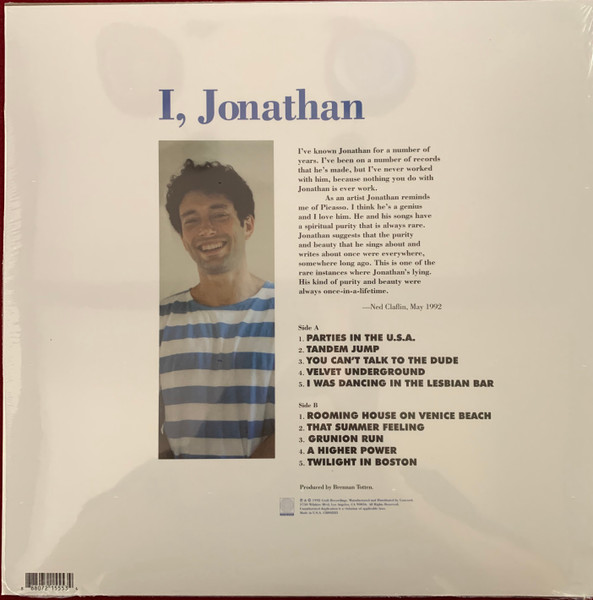 Jonathan Richman - I, Jonathan | Craft Recordings (CR00283) - 2