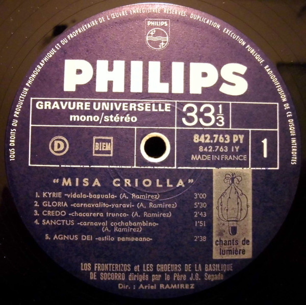 Ariel Ramirez - Misa Criolla : Messe Et Chants Religieux D'Inspiration Folklorique Argentine | Philips (842.763 PY) - 3