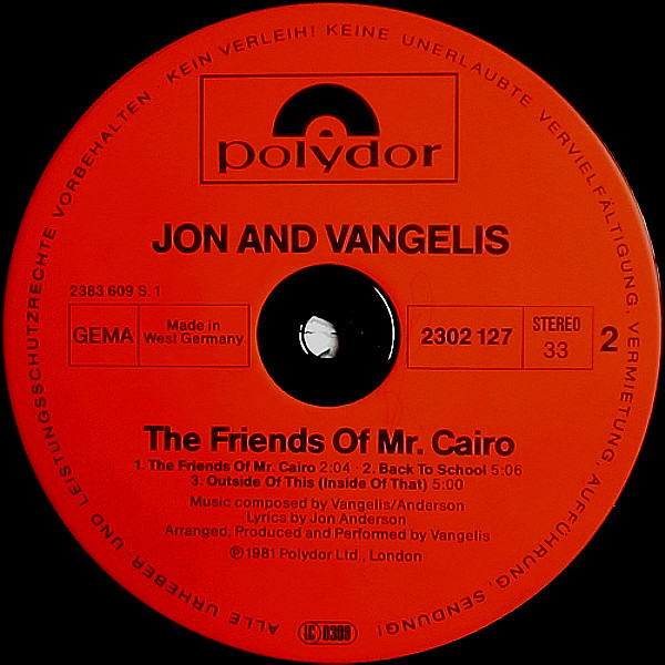 Jon & Vangelis - The Friends Of Mr. Cairo | Polydor (2302 127) - 4