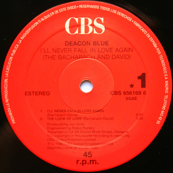 Deacon Blue - Four Bacharach & David Songs | CBS (CBS 656169 6) - 3
