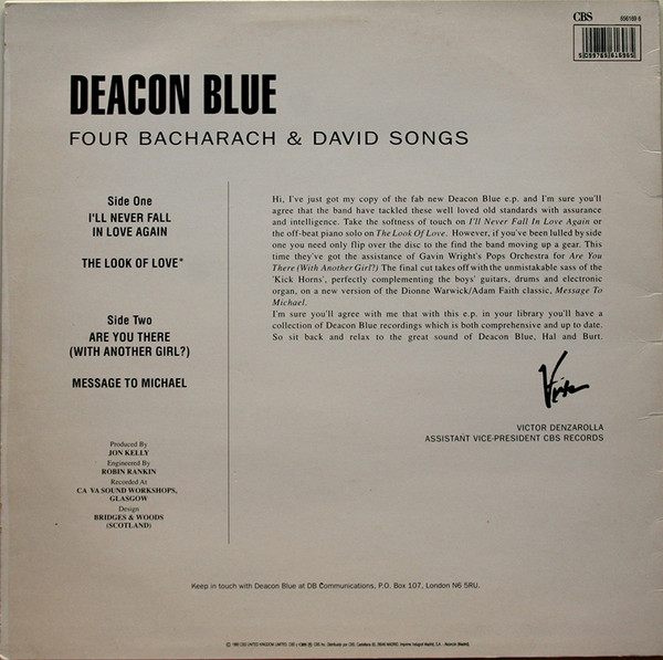 Deacon Blue - Four Bacharach & David Songs | CBS (CBS 656169 6) - 2