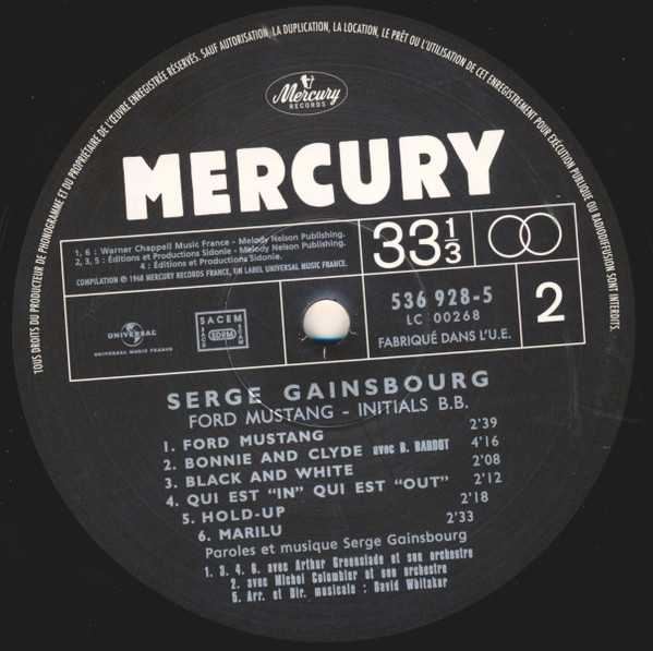 Serge Gainsbourg - Initials B.B. | Mercury (536 928-5) - 3