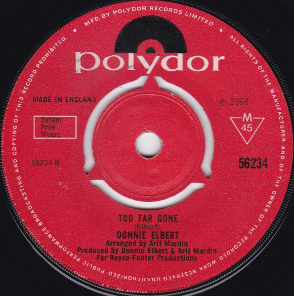 Donnie Elbert - In Between The Heartaches / Too Far Gone | Polydor (56234) - 2