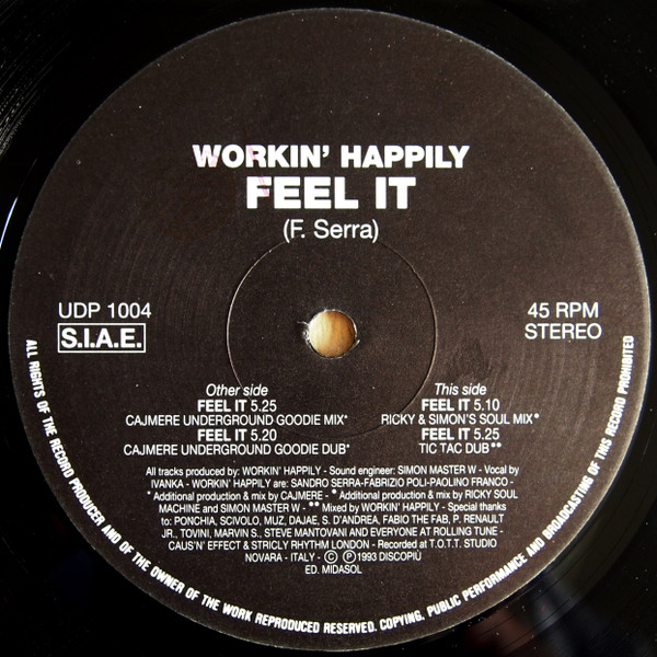 Workin' Happily - Feel It | UDP (UDP 1004) - 2