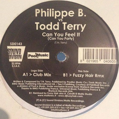 Philippe B. vs. Todd Terry - Can You Feel It (Can You Party) | Sound Division (SD0143) - 2