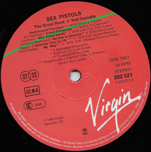 Sex Pistols - The Great Rock 'N' Roll Swindle | Virgin (202 521) - 3