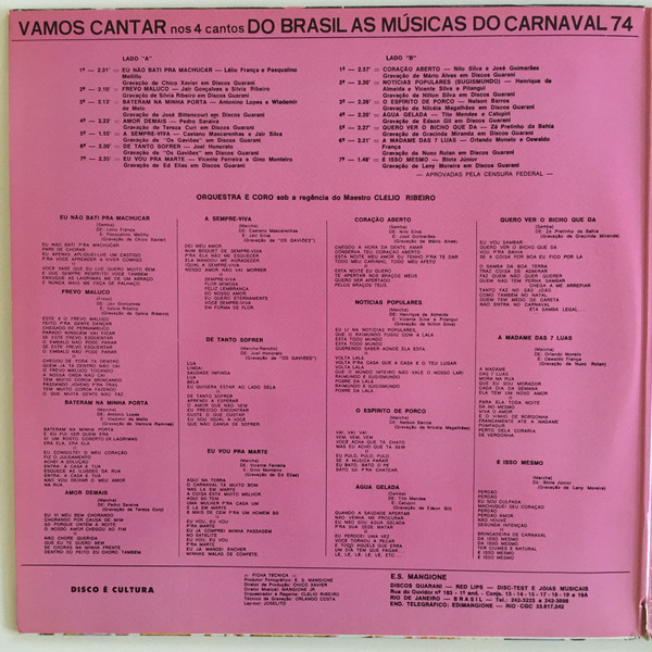 Clélio Ribeiro - O Fantastico Carnaval Nacional | Disques DOM (DA 3402) - 2 Clélio Ribeiro - O Fantastico Carnaval Nacional | Disques DOM (DA 3402) - 2