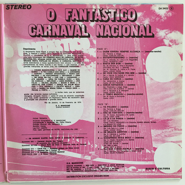 Clélio Ribeiro - O Fantastico Carnaval Nacional | Disques DOM (DA 3402) - 3 Clélio Ribeiro - O Fantastico Carnaval Nacional | Disques DOM (DA 3402) - 3