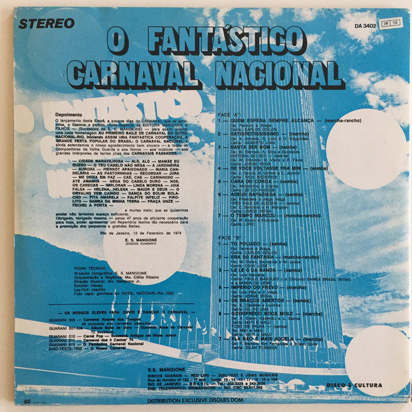 Clélio Ribeiro - O Fantastico Carnaval Nacional | Disques DOM (DA 3402) - 4 Clélio Ribeiro - O Fantastico Carnaval Nacional | Disques DOM (DA 3402) - 4
