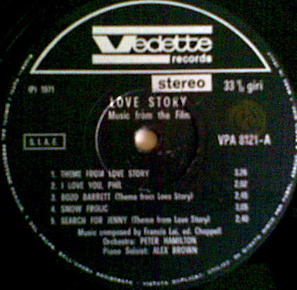 Francis Lai - Love Story - Music From The Film | Vedette Records (VPA 8121) - 3