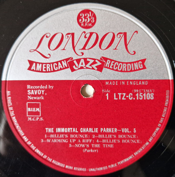 Charlie Parker - The Immortal Charlie Parker Vol.5 | London Records (LTZ-C 15108) - 3