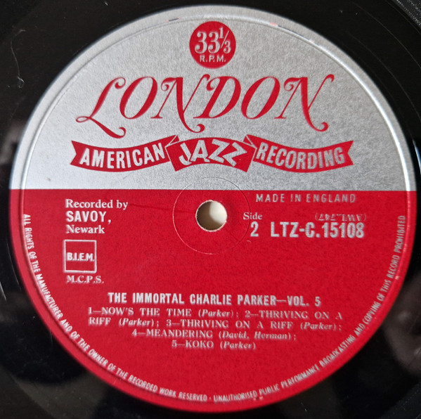 Charlie Parker - The Immortal Charlie Parker Vol.5 | London Records (LTZ-C 15108) - 4
