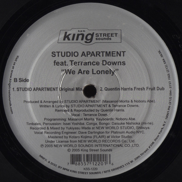 Studio Apartment Feat. Terrance Downs - We Are Lonely (Remixed By Quentin Harris) | BPM King Street Sounds (KSS 1220) - 4 Studio Apartment Feat. Terrance Downs - We Are Lonely (Remixed By Quentin Harris) | BPM King Street Sounds (KSS 1220) - 4