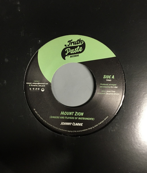 Johnny Clarke - Mount Zion | Truth Paste Records (TP001) - 2
