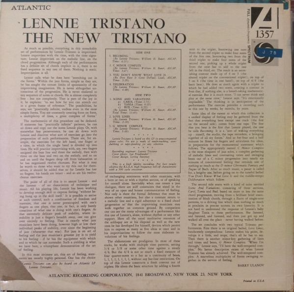 Lennie Tristano - The New Tristano | Atlantic (1357) - 2
