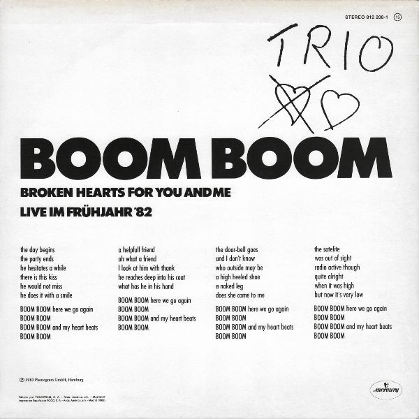 Trio - Boom Boom | Mercury (812 208-1) - 2