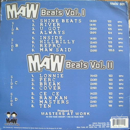 Masters At Work - Beats Vol. 1 & 2 | MAW Records (MAW 801) - 2