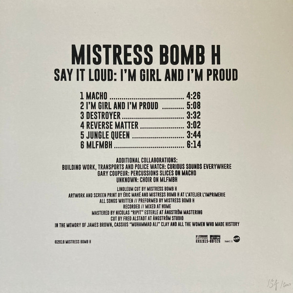 Mistress Bomb H - Say It Loud - I'm Girl And I'm Proud | Bruits De Fond (BdF 26) - 2
