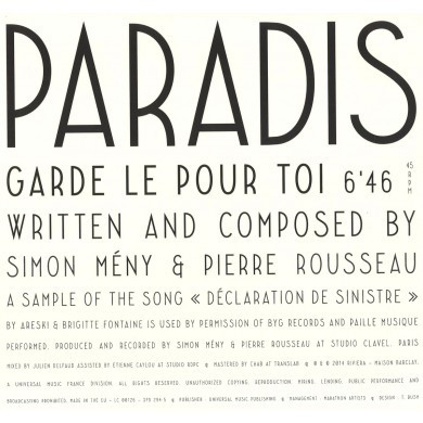 Paradis - Garde Le Pour Toi | Riviera (379 294-5)