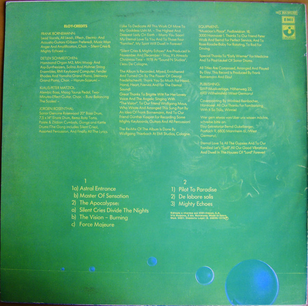 Eloy - Silent Cries And Mighty Echoes = Llantos Silenciosos Y Ecos Profundos | Harvest (10 C 064-45269) - 2