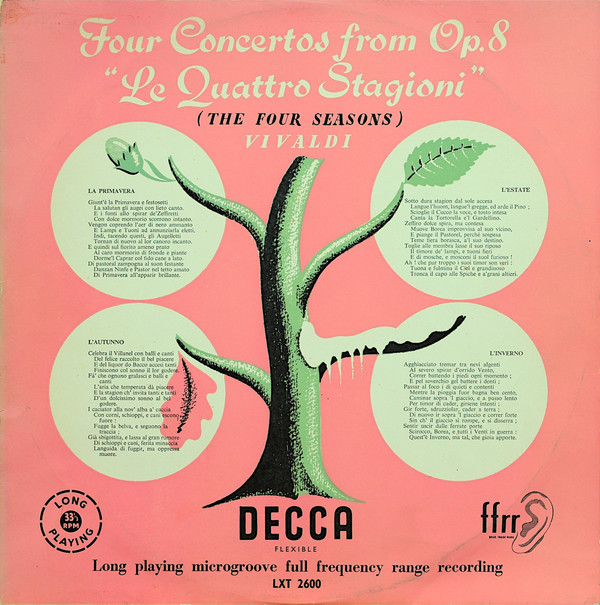 Antonio Vivaldi - Four Concertos From Op.8 "Le Quattro Stagioni" = The Four Seasons | Decca (LXT 2600) Antonio Vivaldi - Four Concertos From Op.8 "Le Quattro Stagioni" = The Four Seasons | Decca (LXT 2600)
