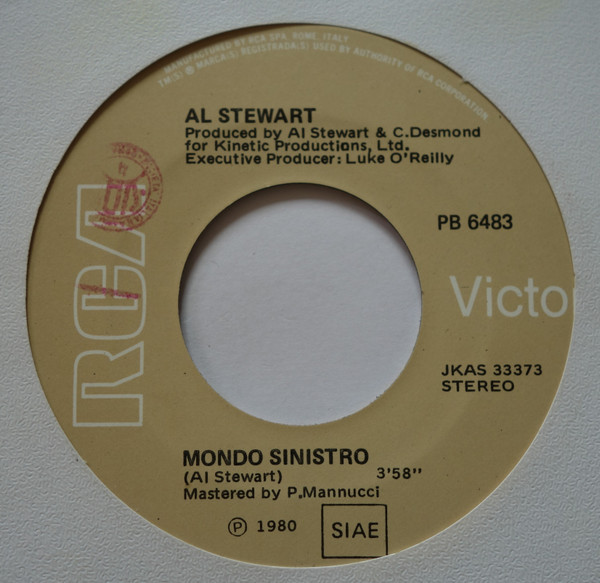 Al Stewart - Running Man / Mondo Sinistro | RCA (PB 6483) - 4