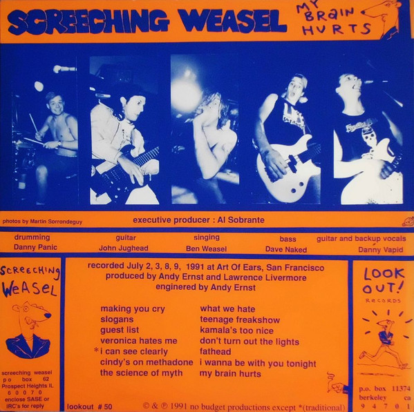 Screeching Weasel - My Brain Hurts | Lookout! Records (LOOKOUT # 50) - 2