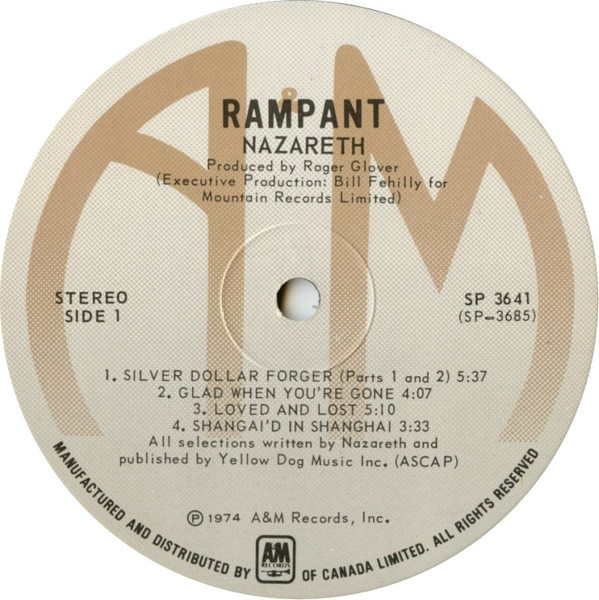 Nazareth - Rampant | A&M Records (SP 3641) - 3 Nazareth - Rampant | A&M Records (SP 3641) - 3