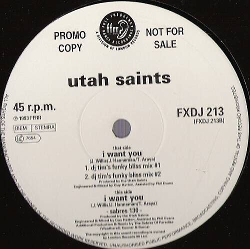Utah Saints - I Want You | FFRR (FXDJ 213)