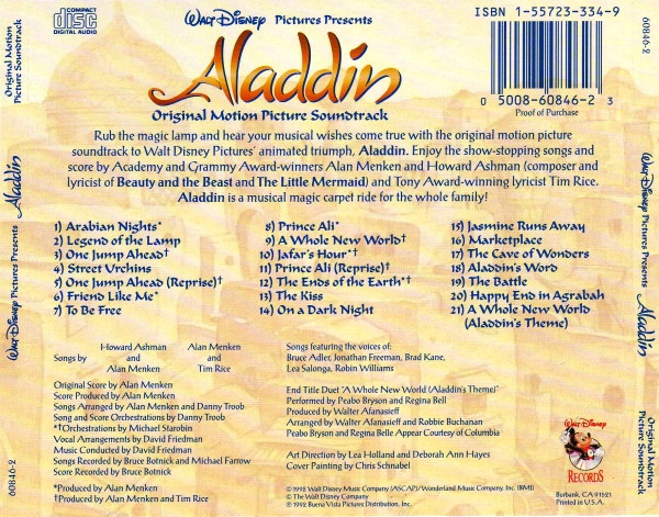 Alan Menken , Howard Ashman , Tim Rice - Aladdin (Original Motion Picture Soundtrack) | Walt Disney Records (60846-2) - 2