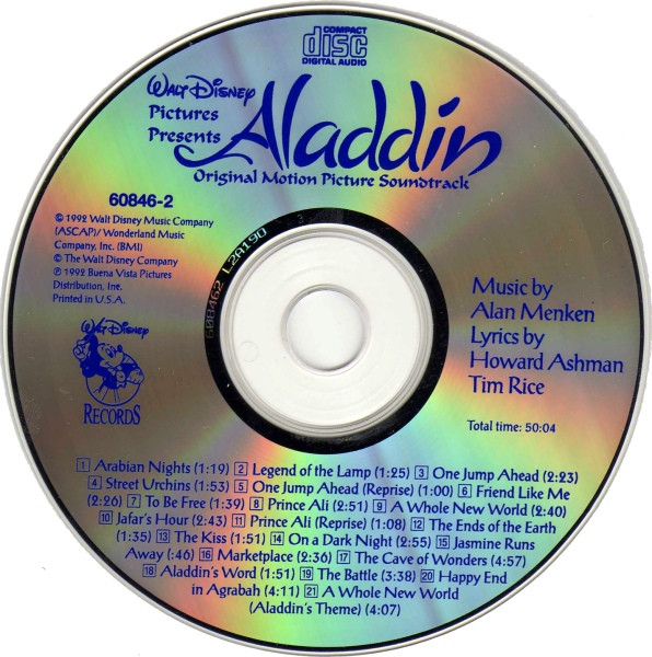 Alan Menken , Howard Ashman , Tim Rice - Aladdin (Original Motion Picture Soundtrack) | Walt Disney Records (60846-2) - 3