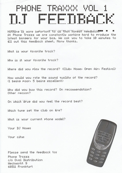 Phone Traxxx - Volume 1 | Phone Traxxx (Ringring001) - 2 Phone Traxxx - Volume 1 | Phone Traxxx (Ringring001) - 2
