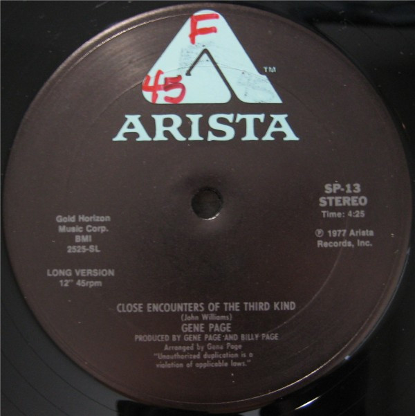 Gene Page - Close Encounters Of The Third Kind | Arista (SP-13) - 2