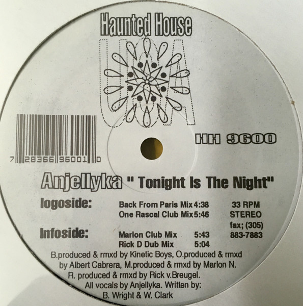Anjellyka - Tonight Is The Night | Haunted House Records (HH 9600) - 2