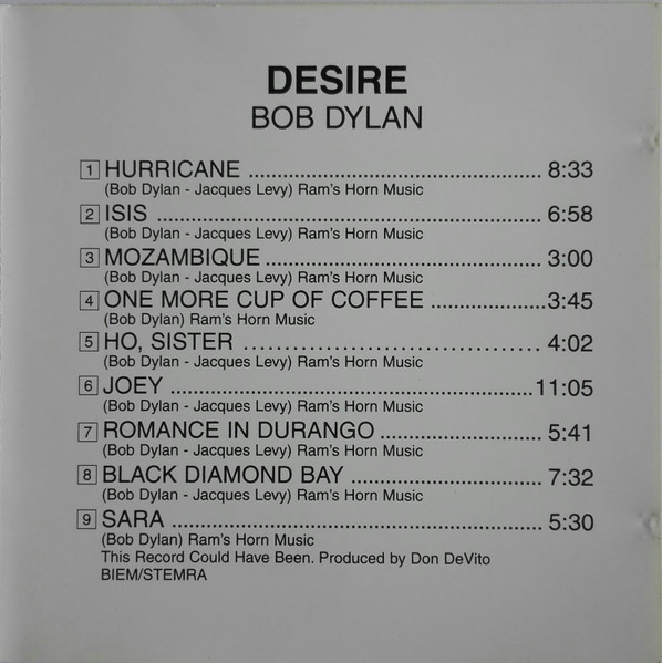 Bob Dylan - Desire | Sorrisi E Canzoni TV (GAI 10303) - 2