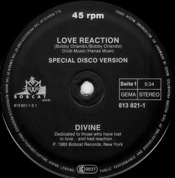 Divine - Love Reaction (Special Disco Mix) | Metronome (813 821-1) - 3
