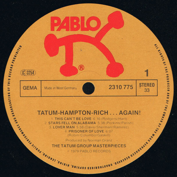 Art Tatum • Lionel Hampton • Buddy Rich - ...Again! - The Tatum Group Masterpieces | Pablo Records (2310 775) - 2 Art Tatum • Lionel Hampton • Buddy Rich - ...Again! - The Tatum Group Masterpieces | Pablo Records (2310 775) - 2